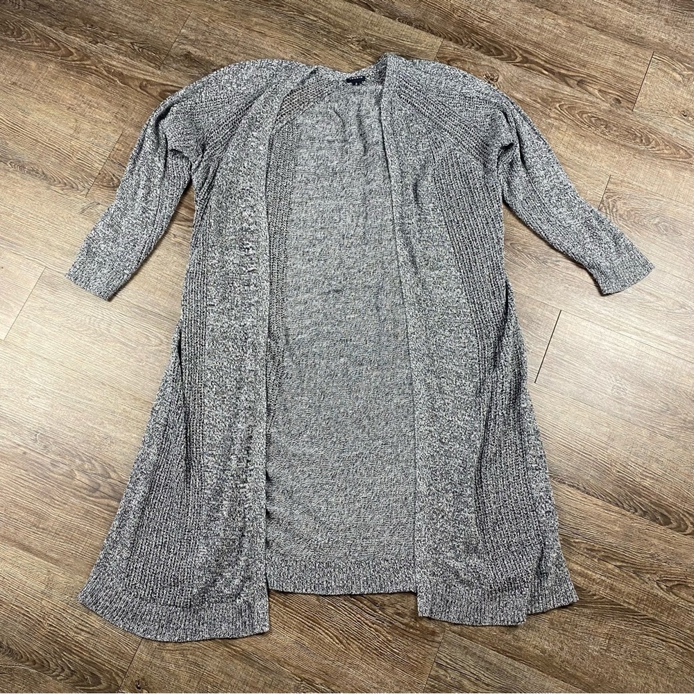 Torrid Sweater Women 3 Black White Blend Open Front Cardigan Knit Long Duster